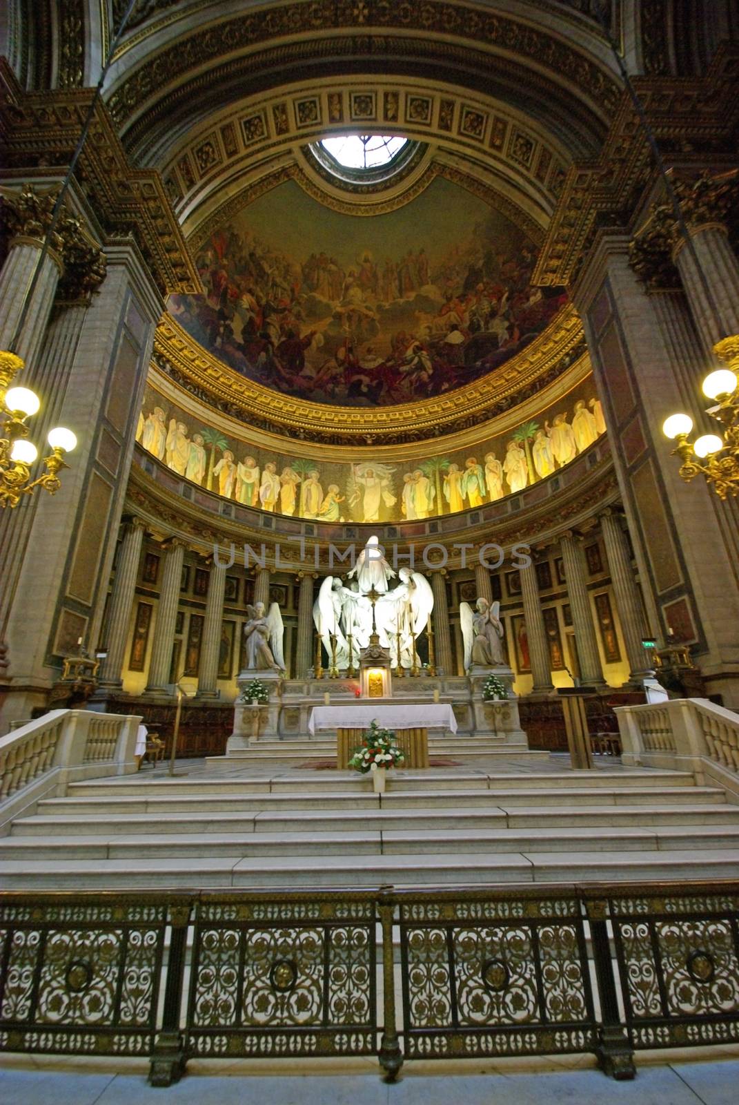 Inside of Madeleine church in Paris.