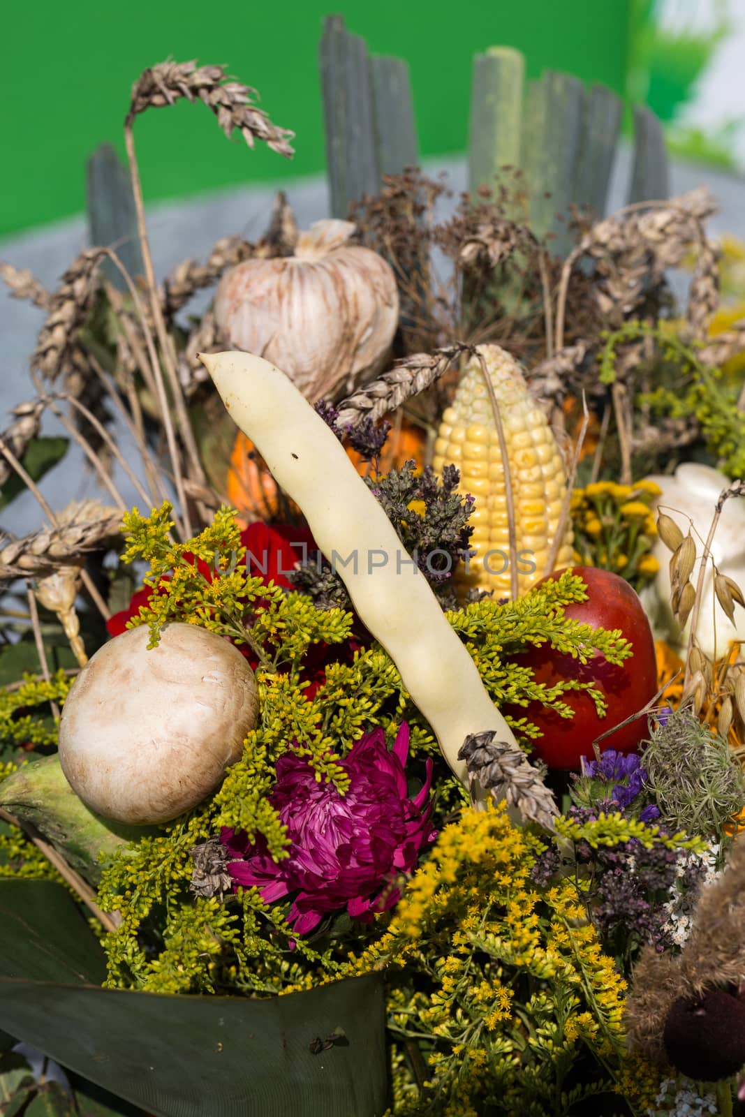 beautiful bouquets of flowers and herbs 