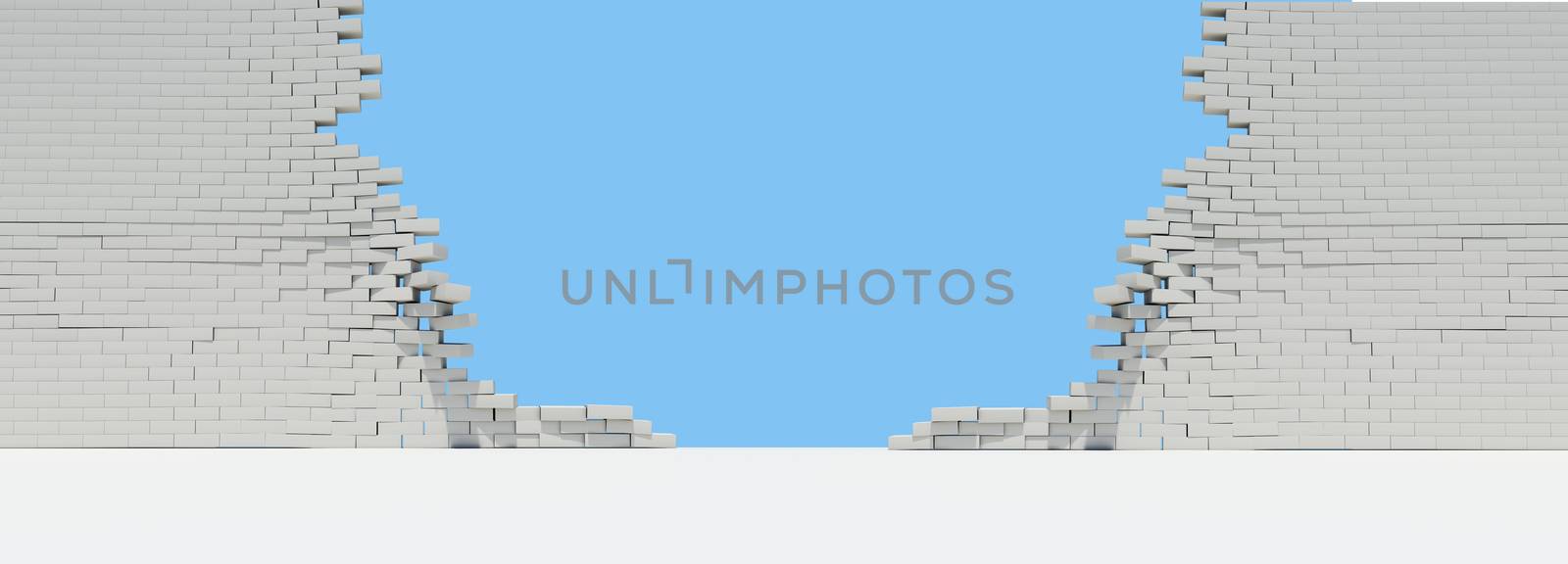 Ruined brick wall and sky by cherezoff