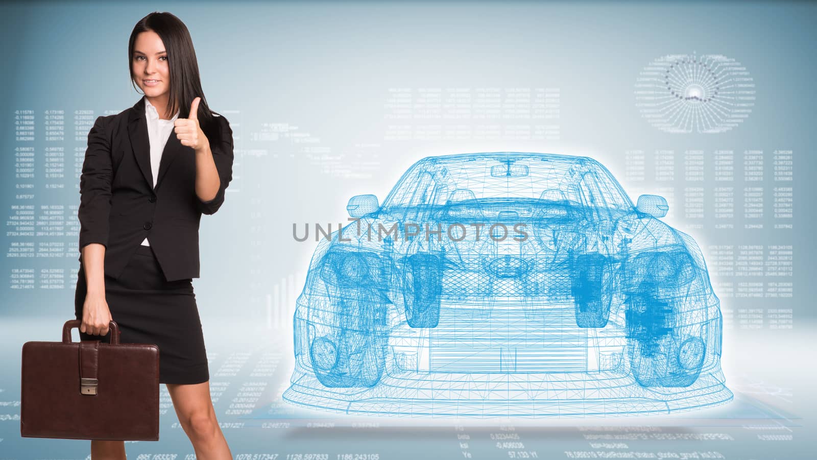 Businesswoman and wire-frame car  by cherezoff