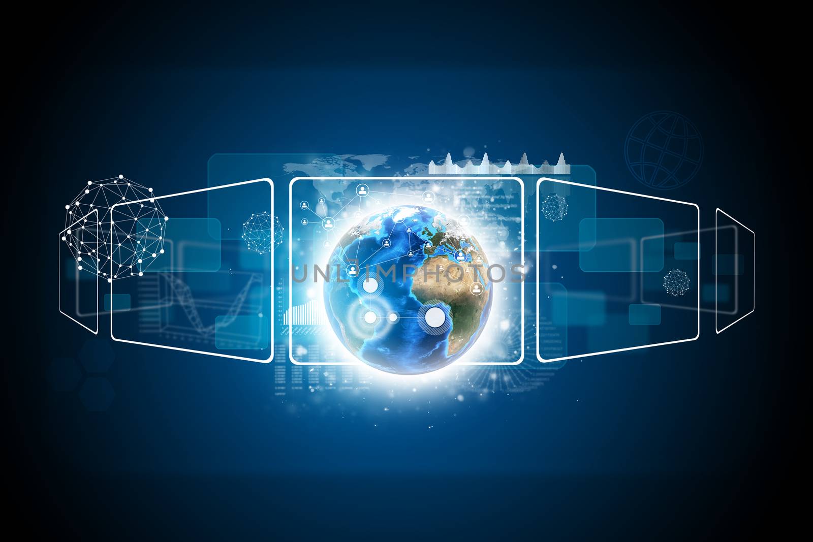 Earth and network. Element of this image furnished by NASA