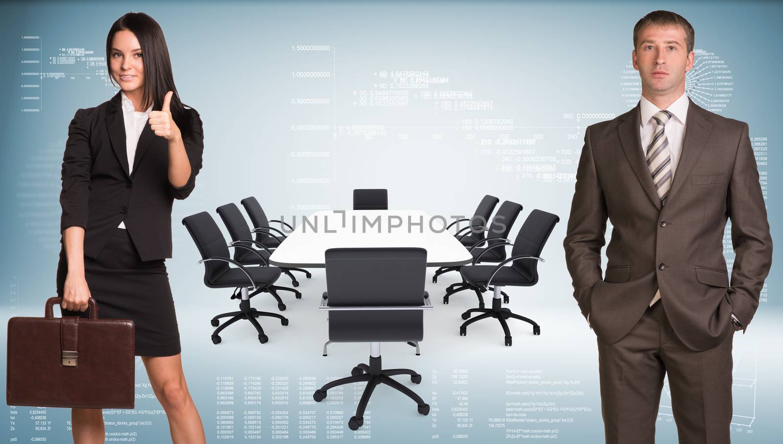 Businesswoman and businessman by cherezoff