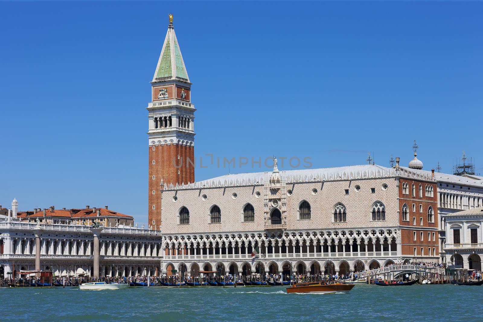 Doge's palace and Campanile on Piazza di San Marco, Venice, Italy