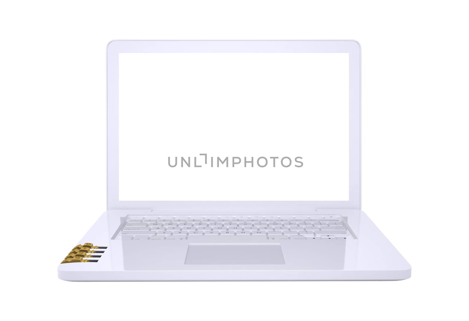 Laptop with wheels combination code. Isolated on white background