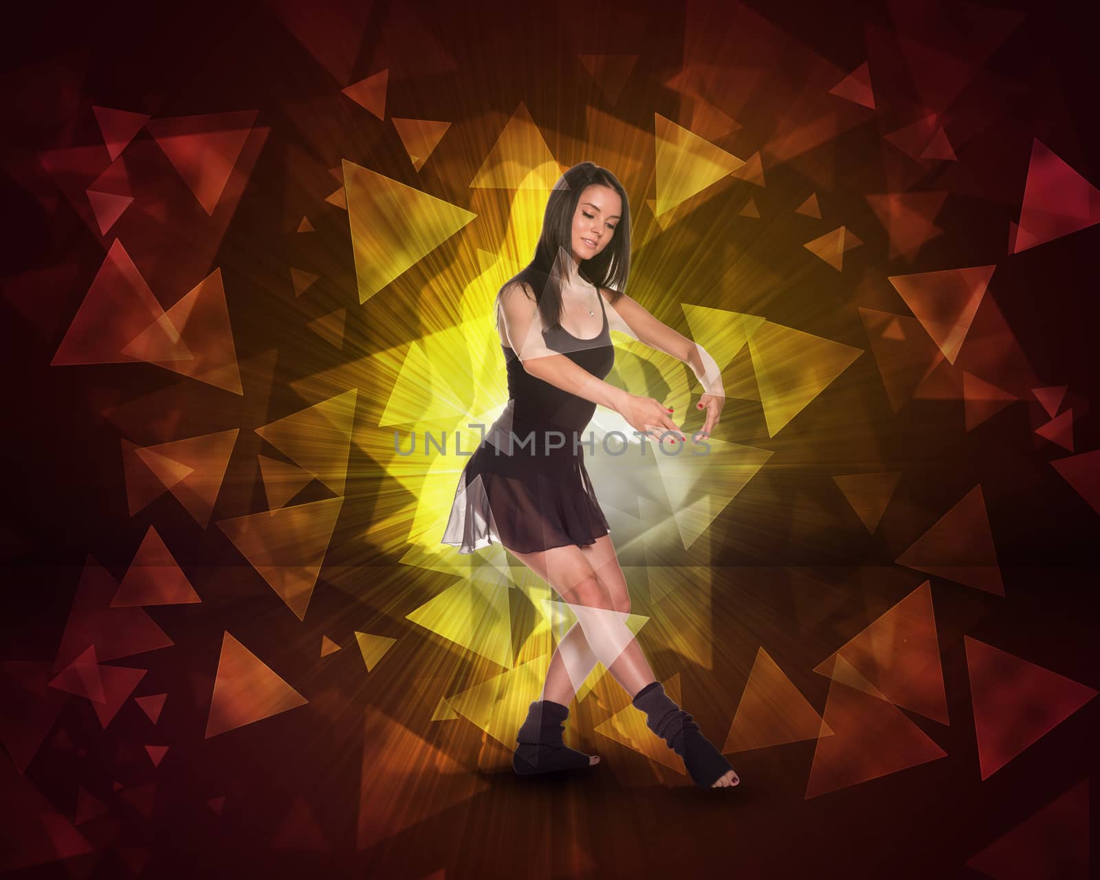 Beautiful dancer. Glow multicolor triangles by cherezoff