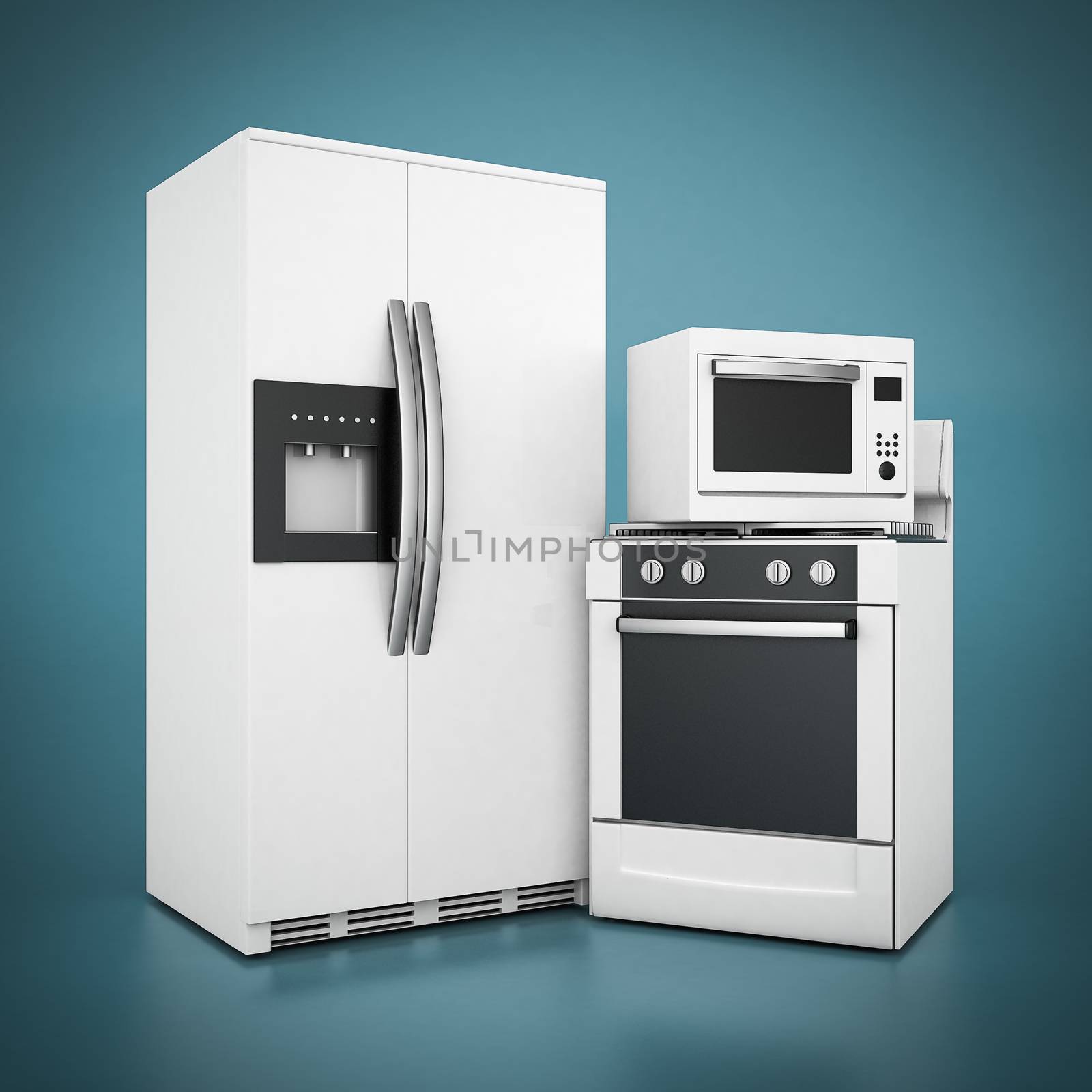 picture of household appliances on a blue background