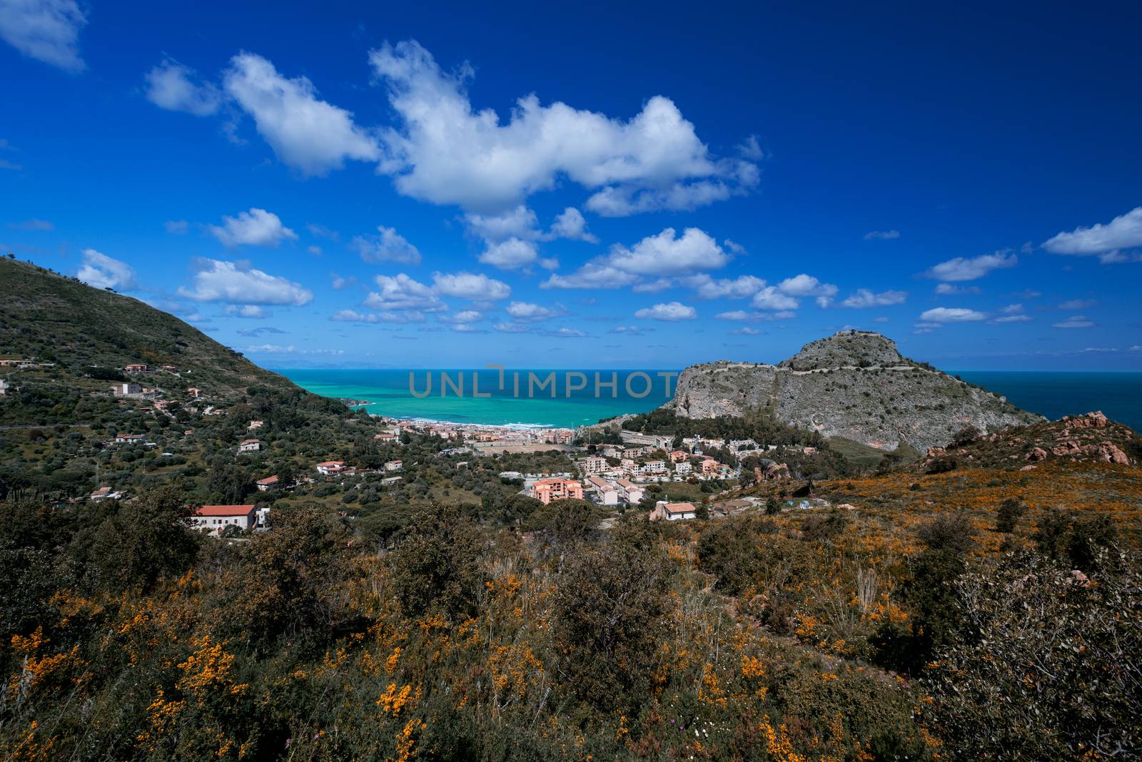 Bay in Cefalu Sicily beach side by Nanisimova