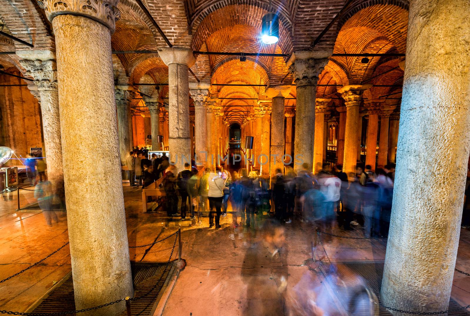 ISTANBUL - SEPTEMBER 16: Underground Basilica Cistern, September, 2014 in Istanbul, Turkey. It is 143m long and 65m wide underground water container, the one of most popular tourist attraction