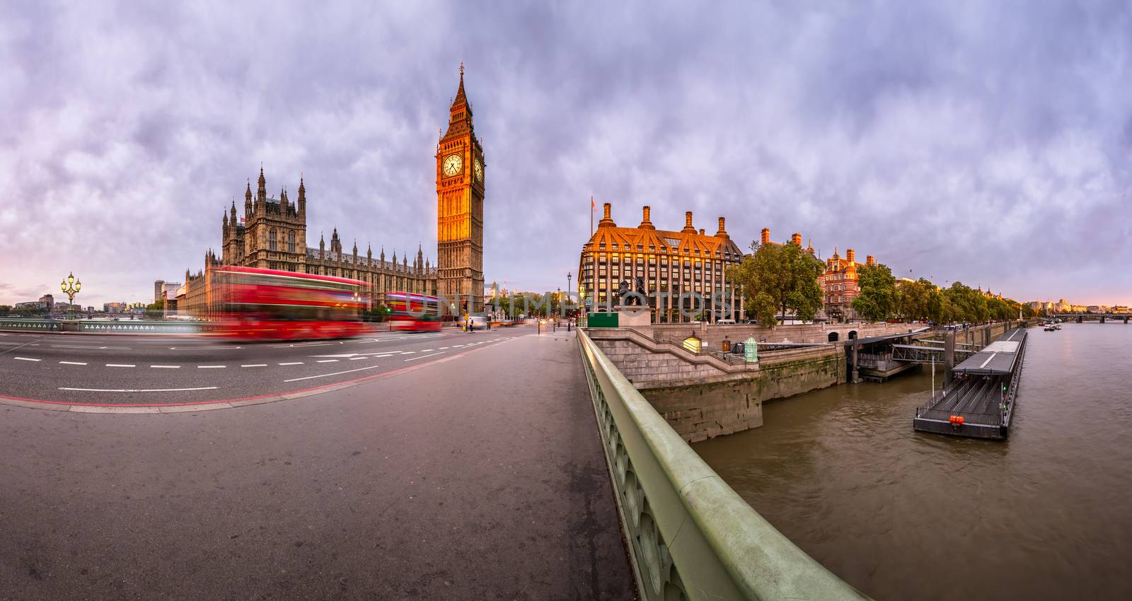 Panorama of Queen Elizabeth Clock Tower and Westminster Palace i by anshar