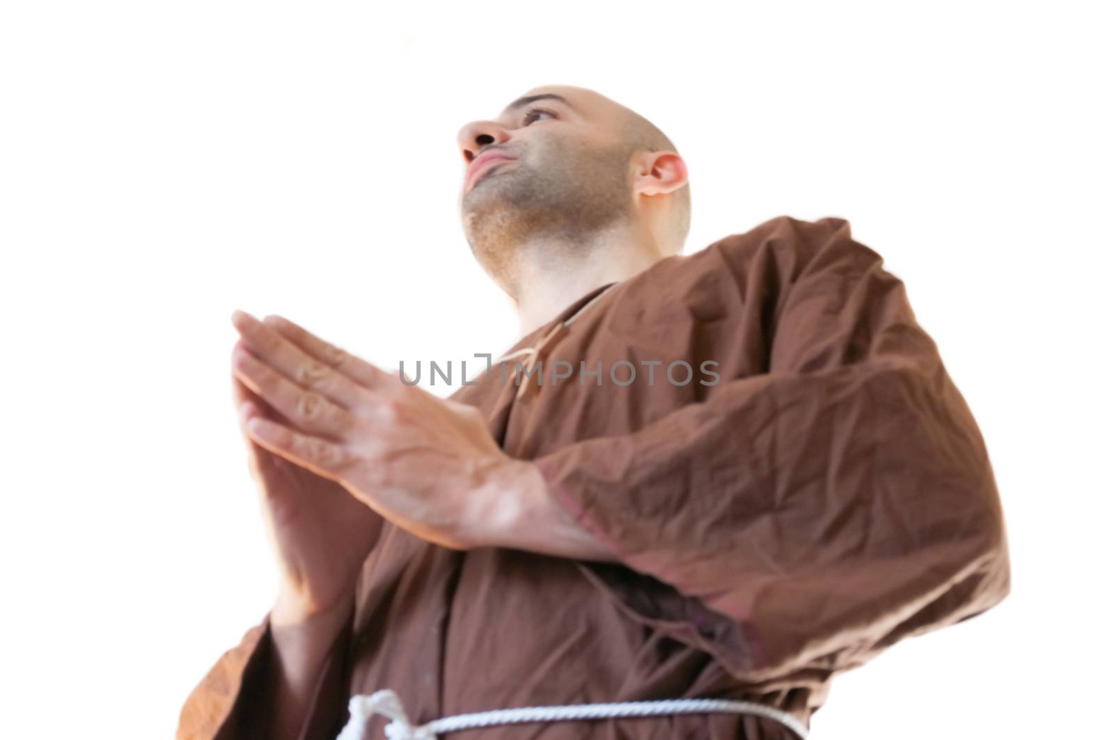 friar franciscan in white background