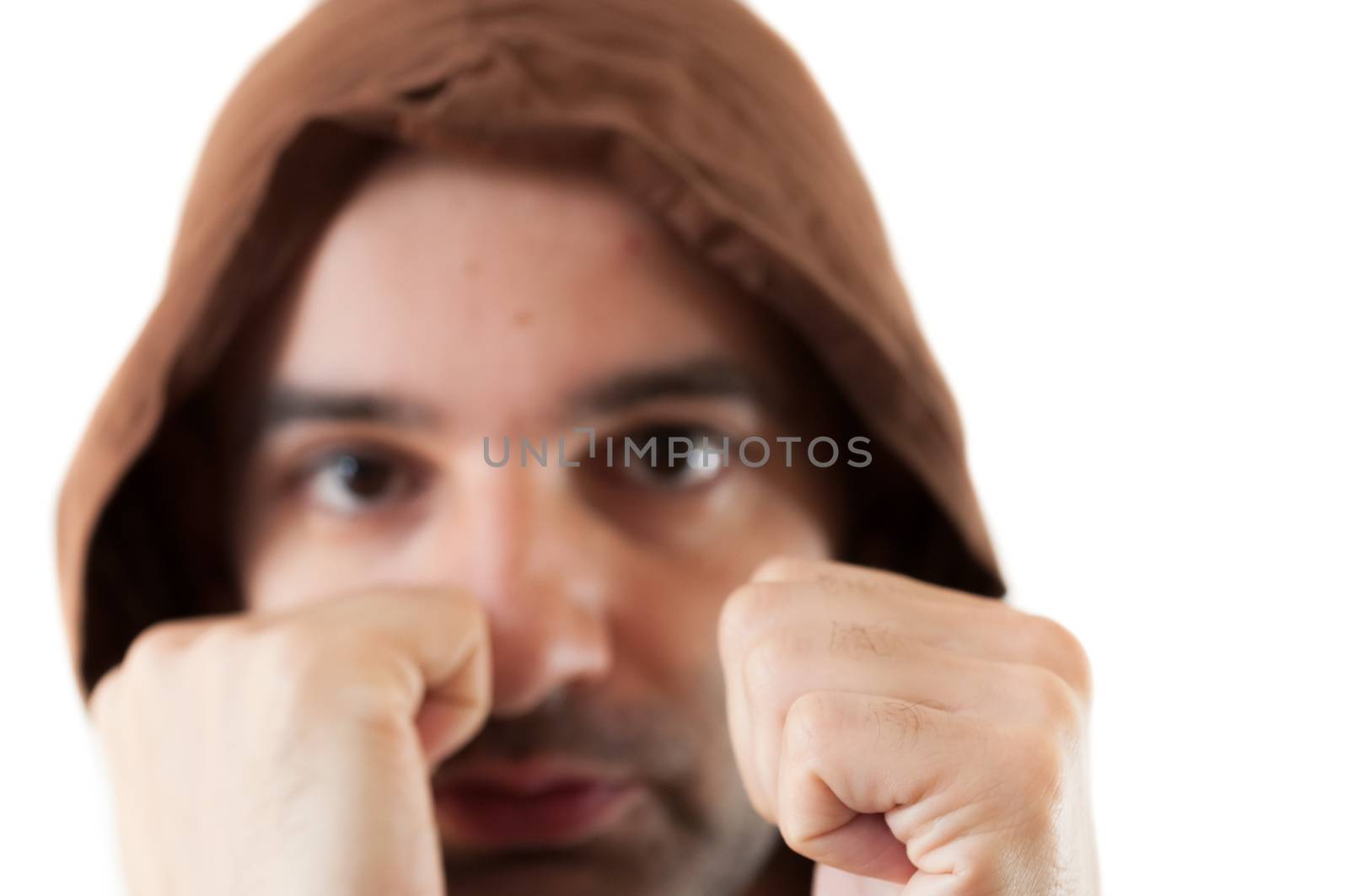 beautiful caucasian italian boxer in white background