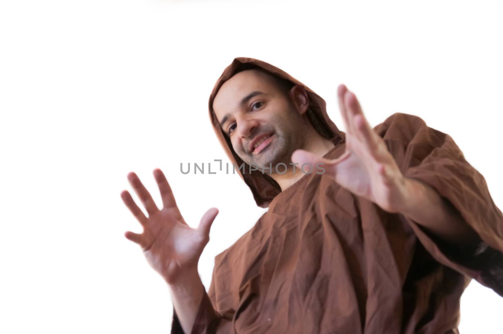 beautiful magician in white background