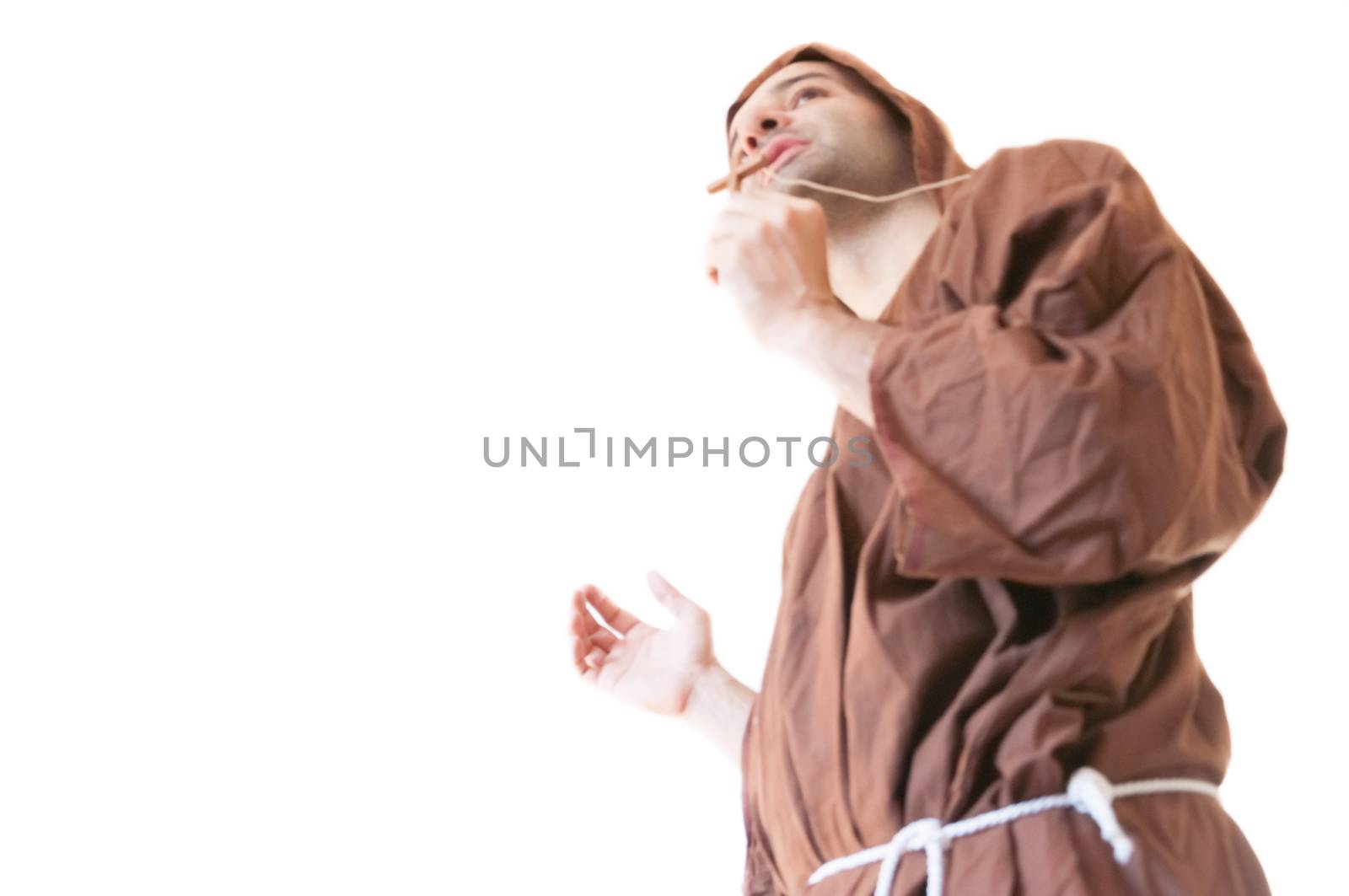 friar franciscan in white background