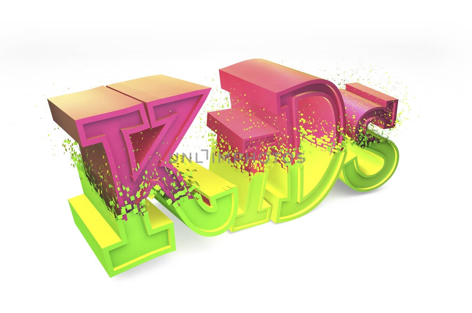 Rendered illustration with the word Kids isolated on white background.