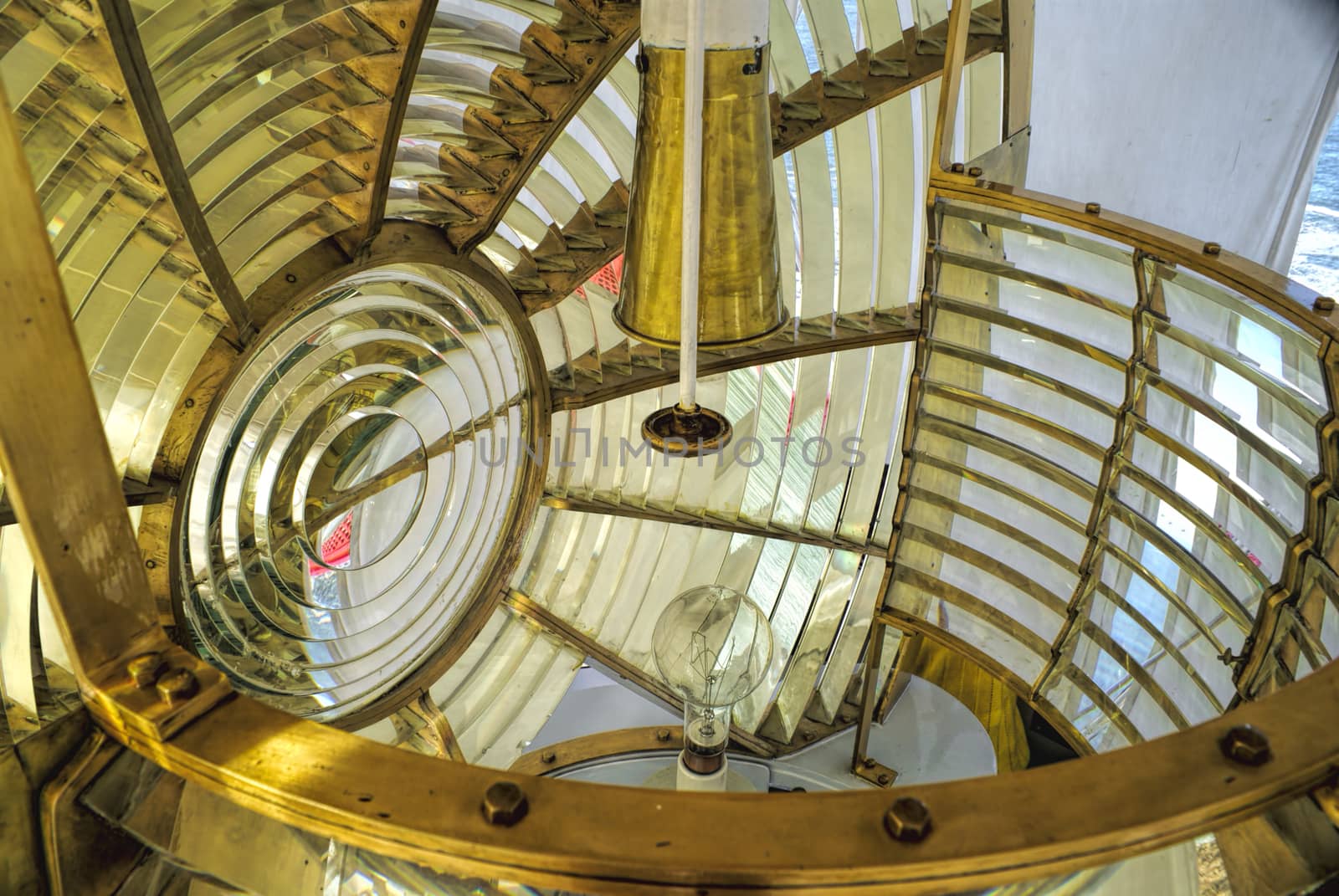 Close-up view of a modern lamp made of steel and glass               