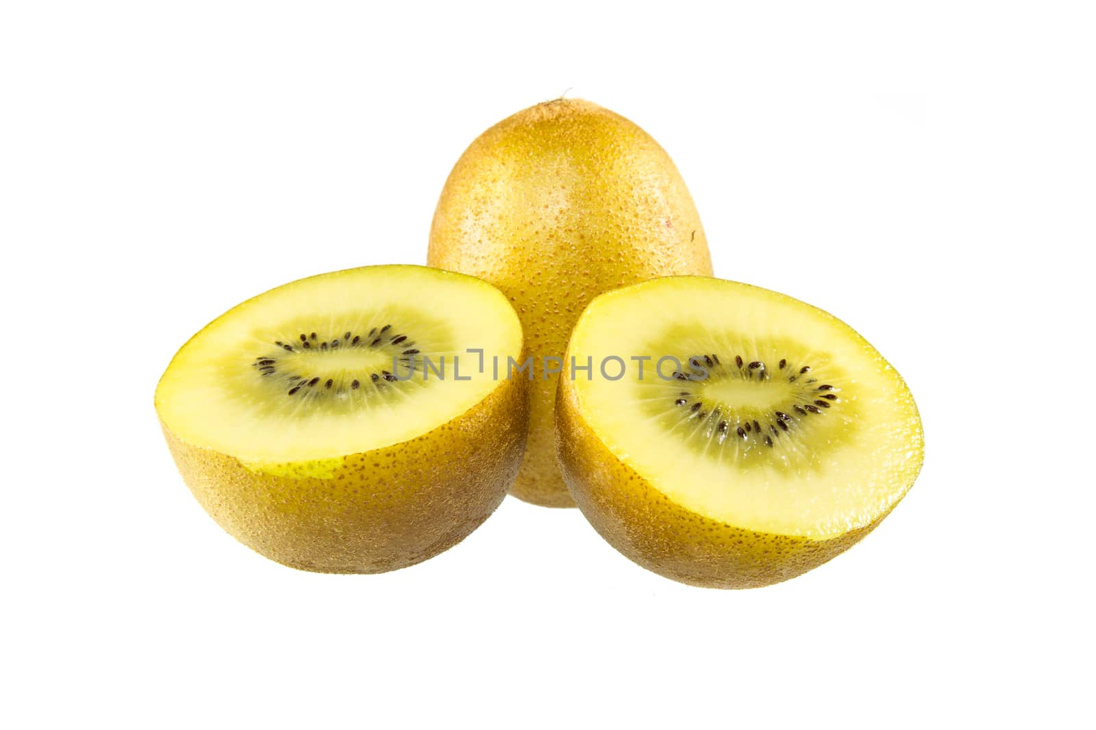 yellow gold kiwi fruit isolated on white background