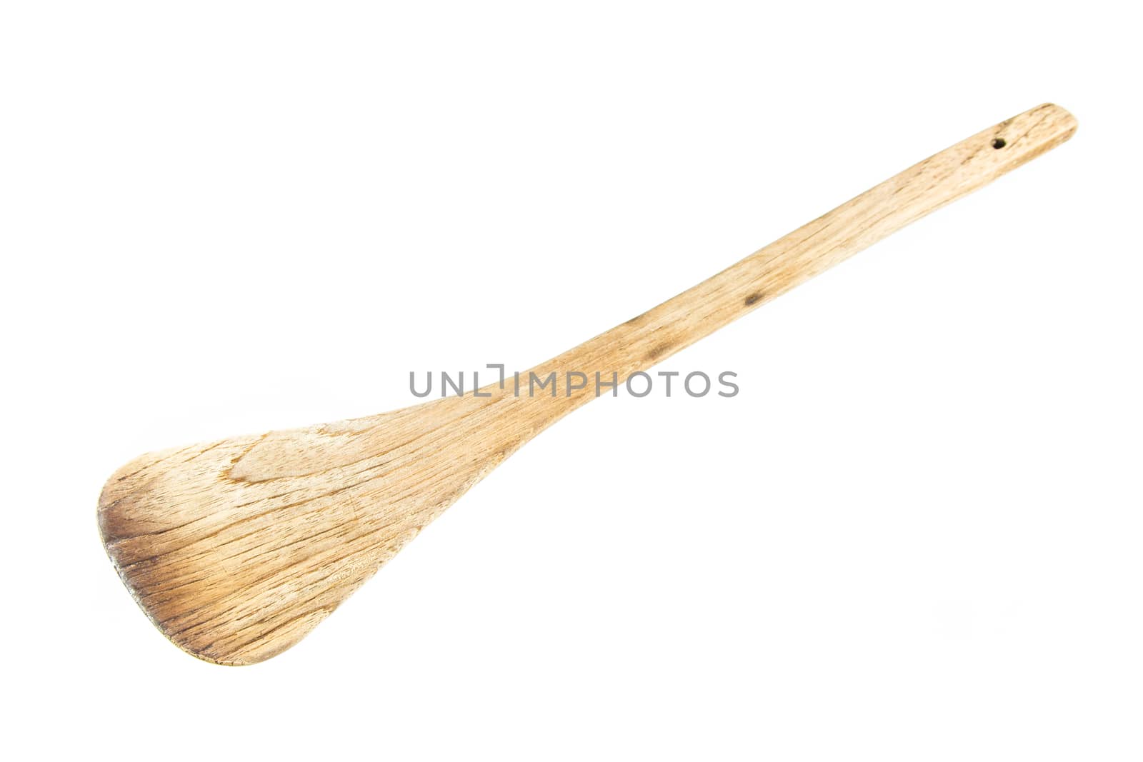 wooden spade of frying pan isolated on white background
