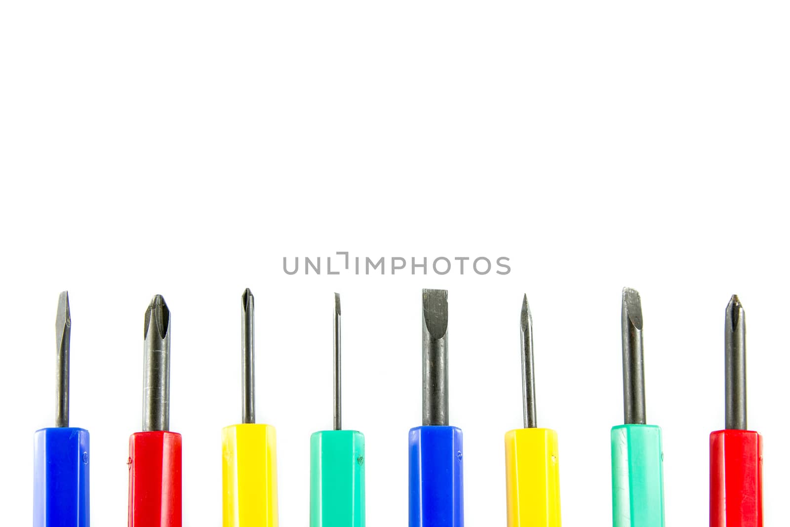 color screwdriver set isolated on white background