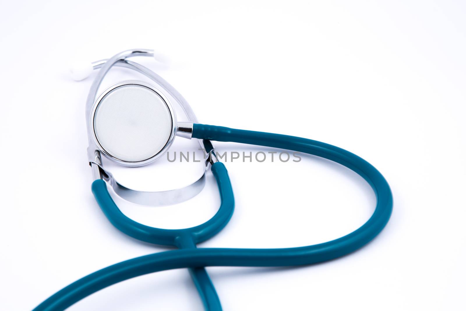a medical stethoscope on a white background