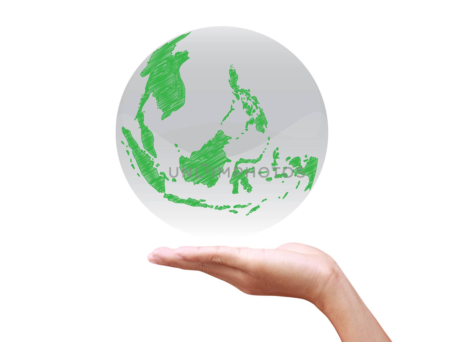 Human hands holding Earth, save earth concept. by rufous