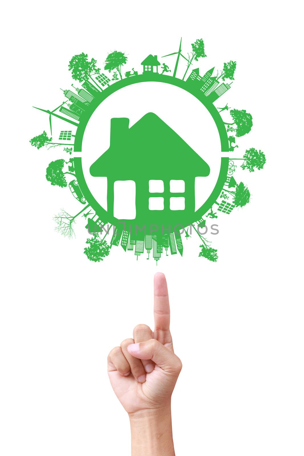 Green house symbol in hand