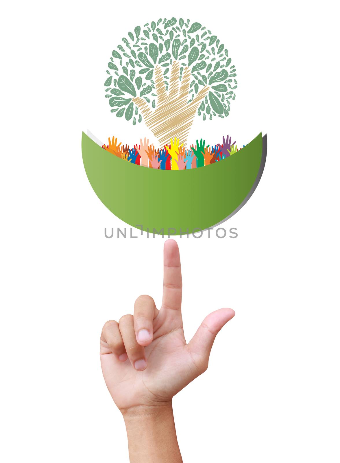 Concept of environment protection - hands and eco by rufous