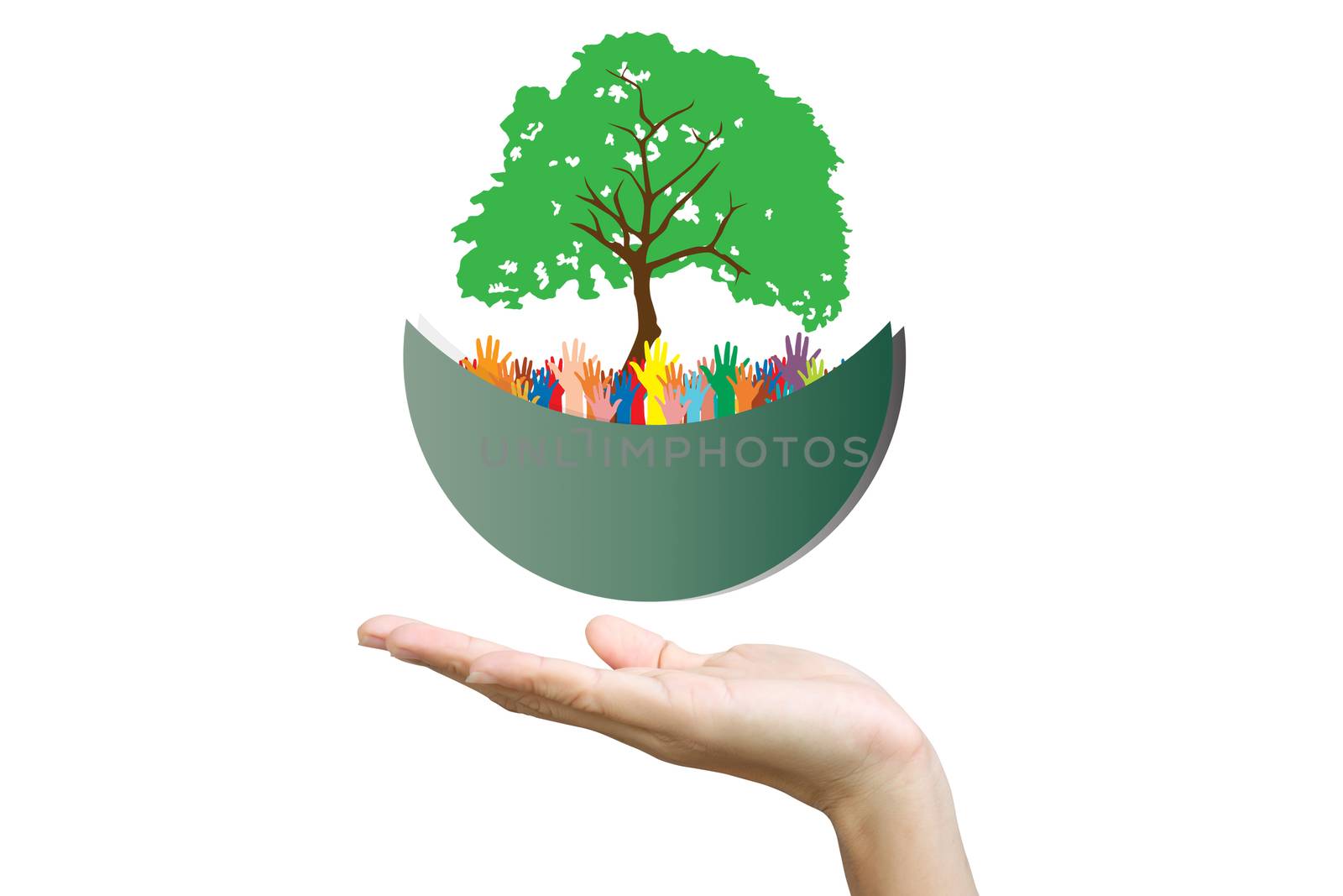 Concept of environment protection - hands and eco by rufous