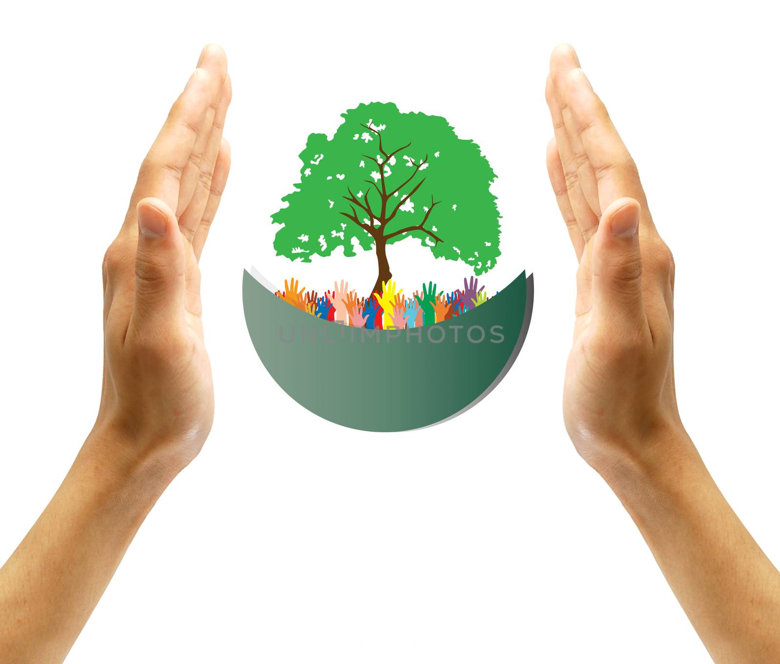 Concept of environment protection - hands and eco by rufous