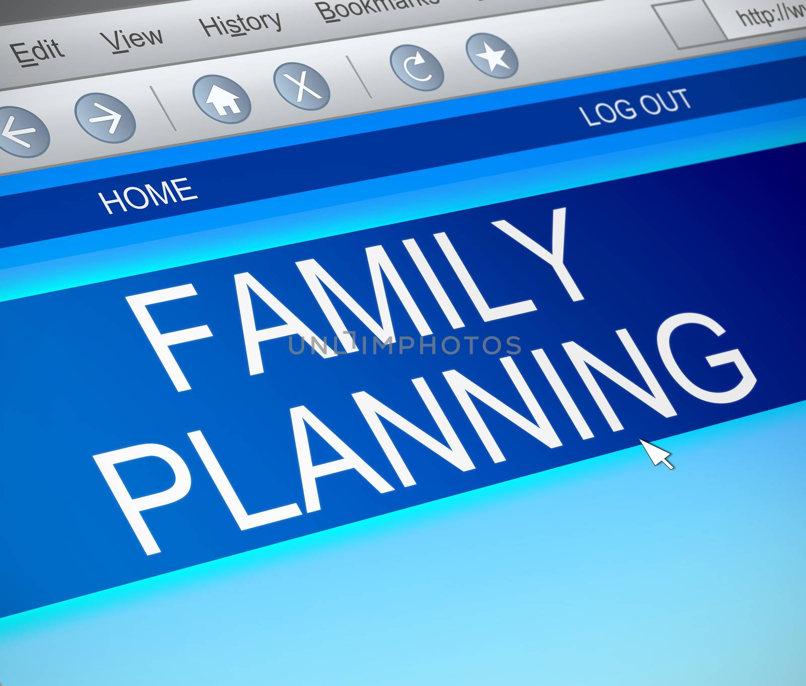 Illustration depicting a computer screen capture with a family planning concept.