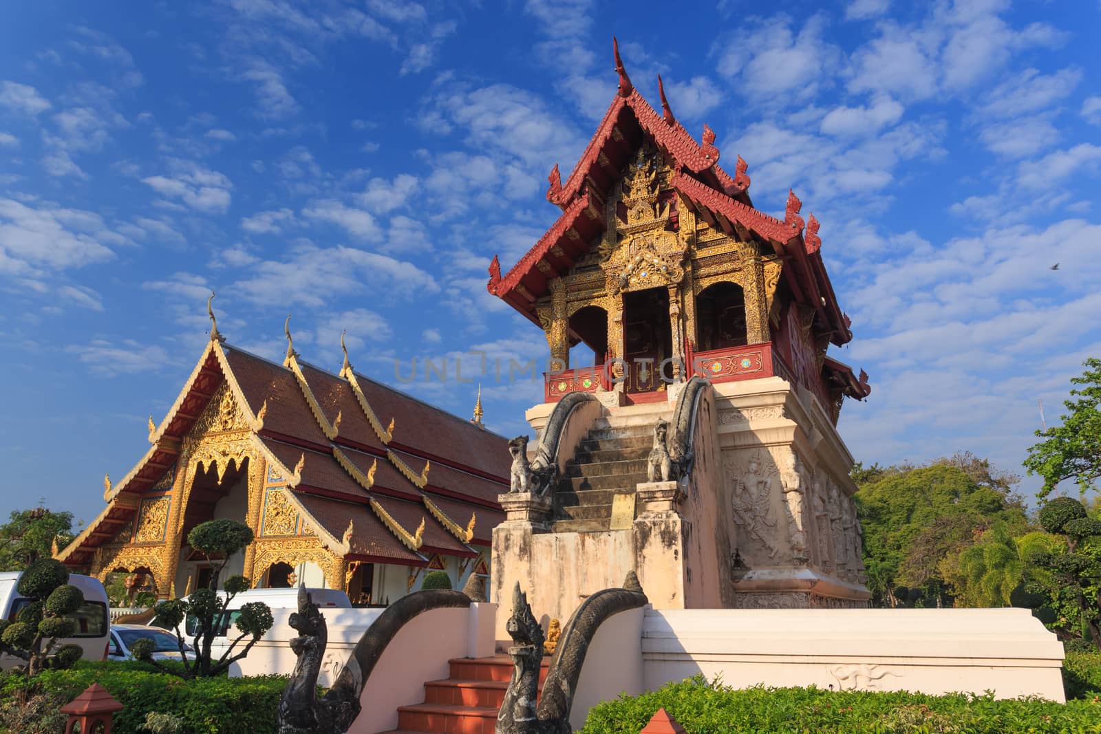 Beautiful Thai temple style and buddhist art decoration in Thailand.