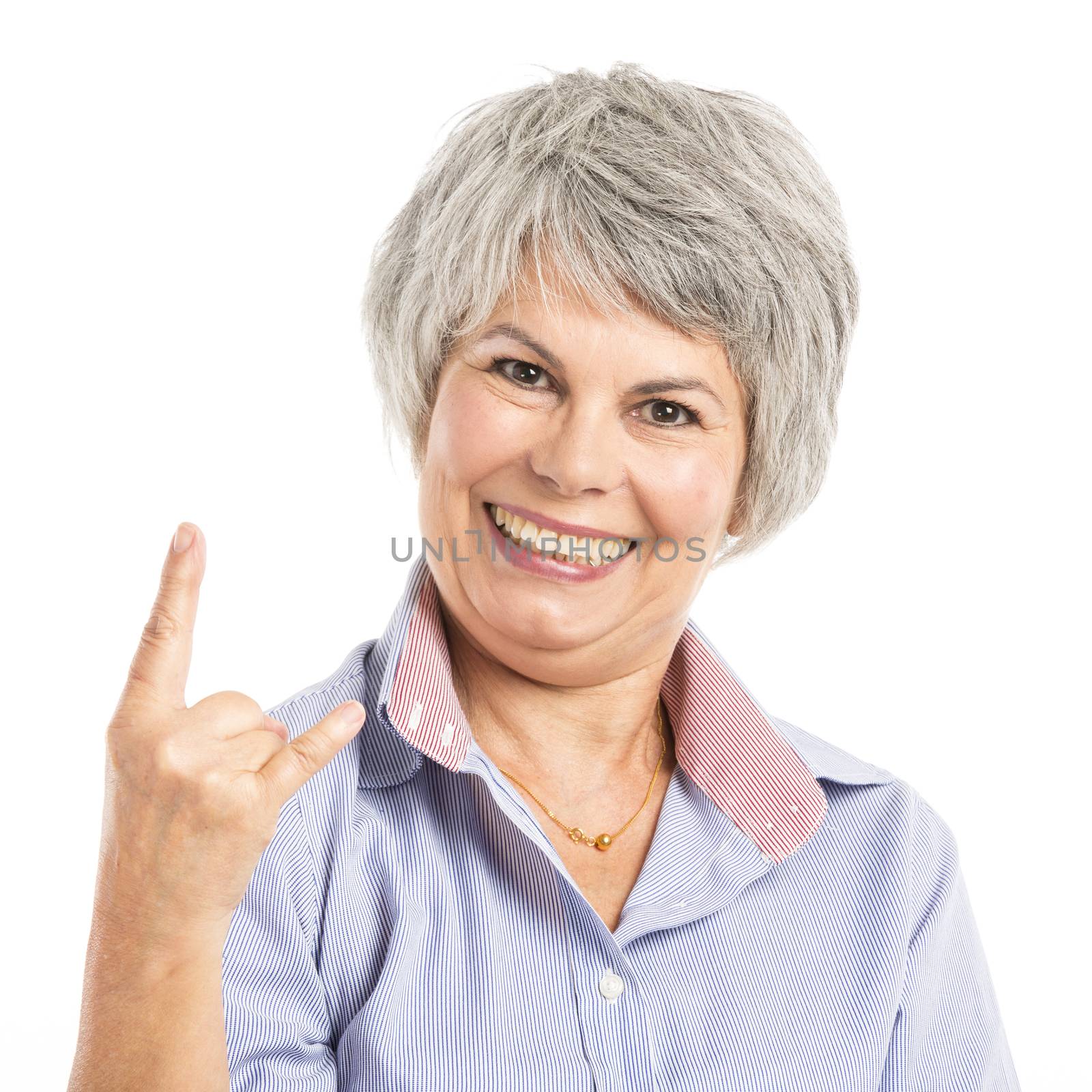 Portrait of a cheerful elderly woman  