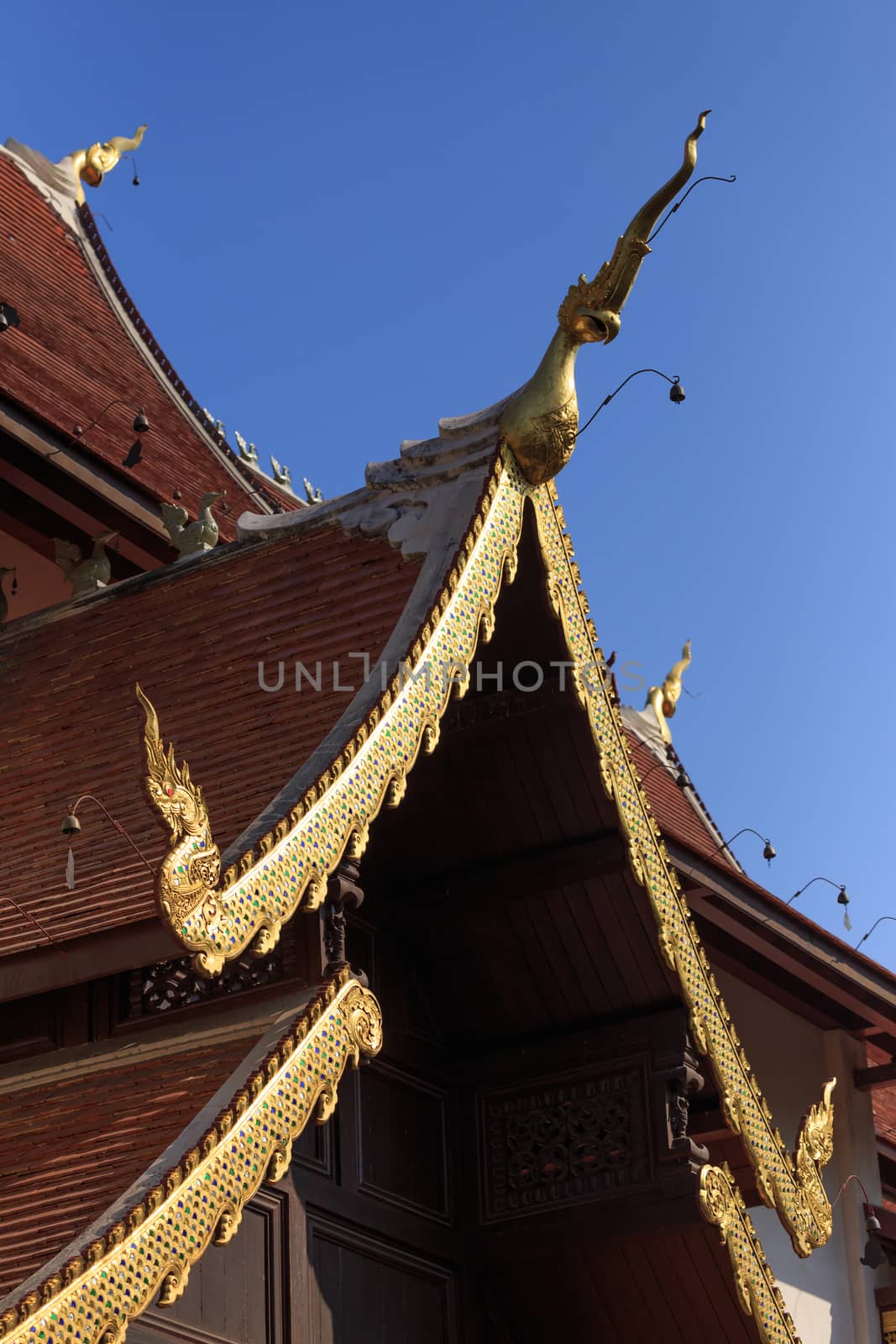 Beautiful Thai temple style and buddhist art decoration in Thailand.