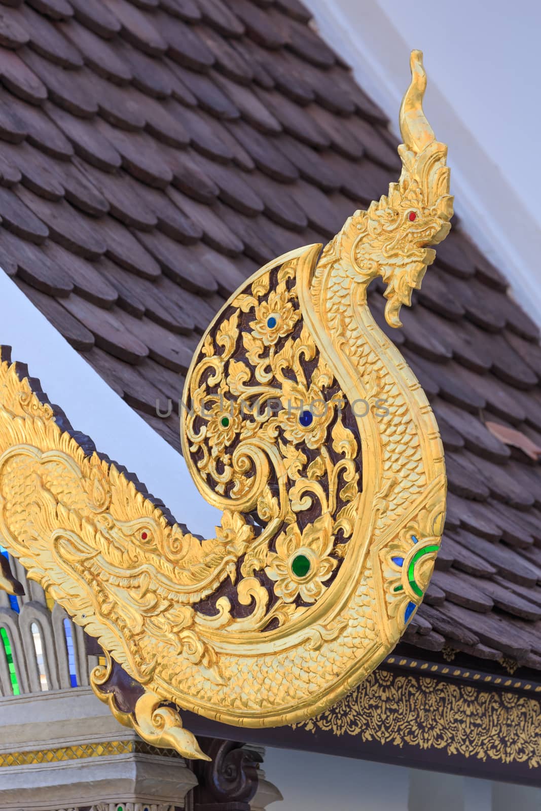 Beautiful Thai temple style and buddhist art decoration in Thailand.