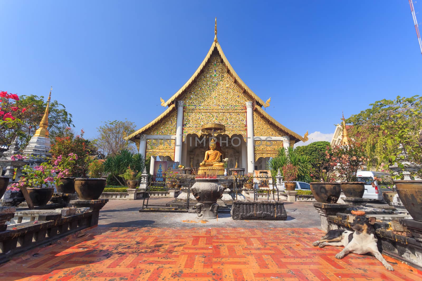 Beautiful Thai temple style and buddhist art decoration in Thailand.