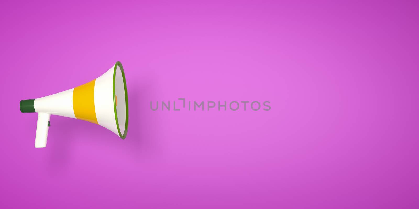 An image of a typical megaphone on a pink background