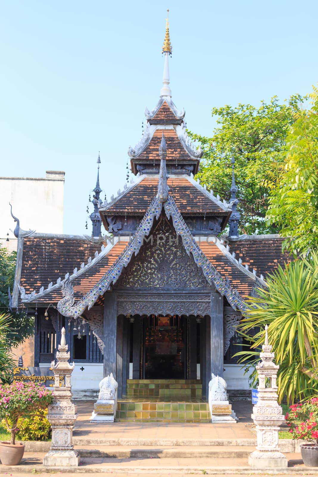 Beautiful Thai temple style and buddhist art decoration in Thailand.