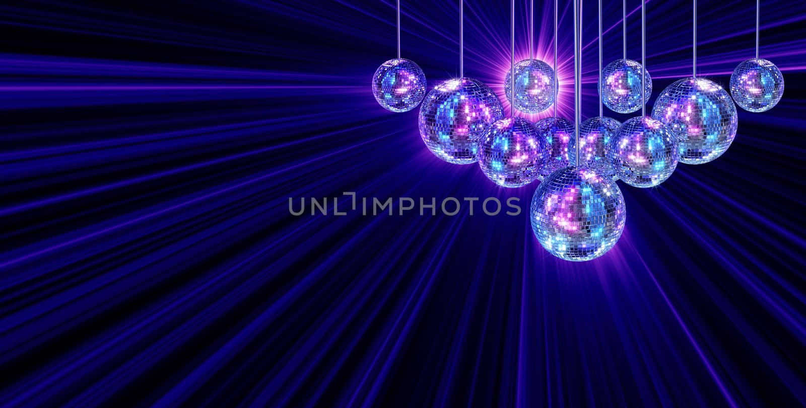 Colorful funky background with mirror disco balls by merzavka