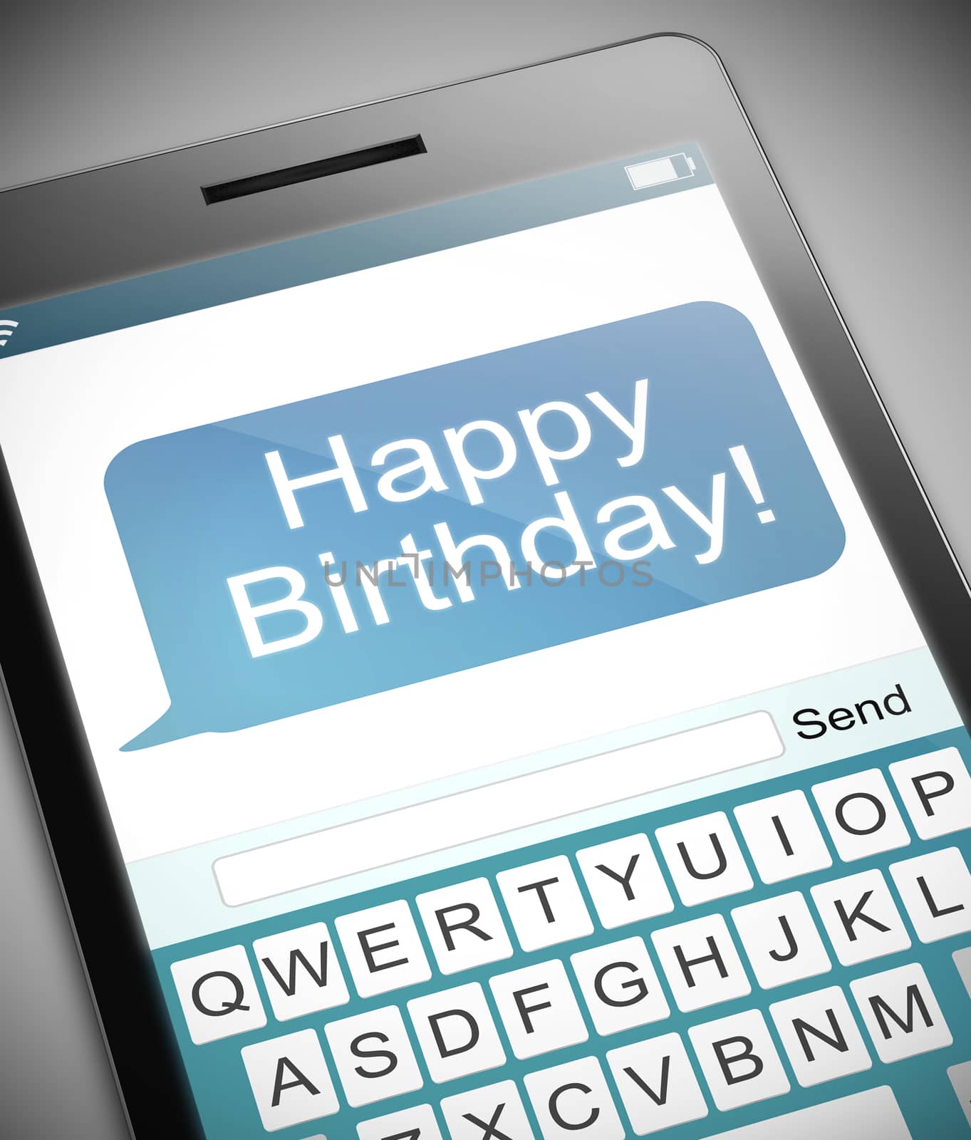 Illustration depicting a phone with a happy birthday concept.