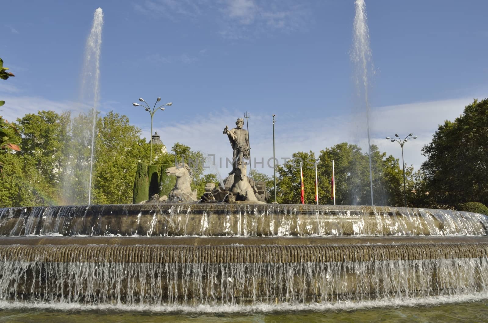 The Fountain of Neptune is a neoclassical monument that is at the center of the Plaza de Canovas del Castillo, in the Spanish city of Madrid.