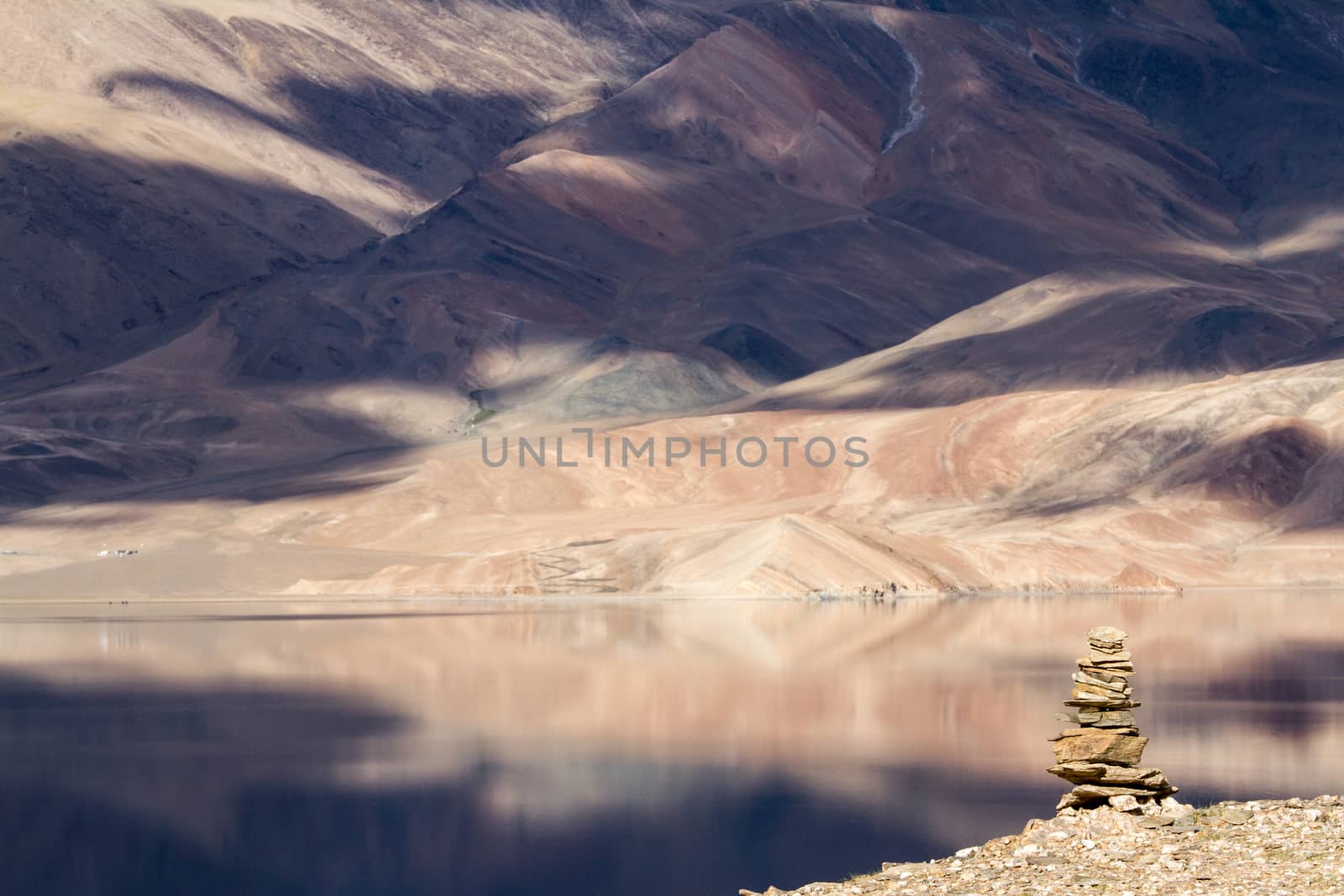 Tsomoriri mountain lake with fantastic mountains background and  by straannick