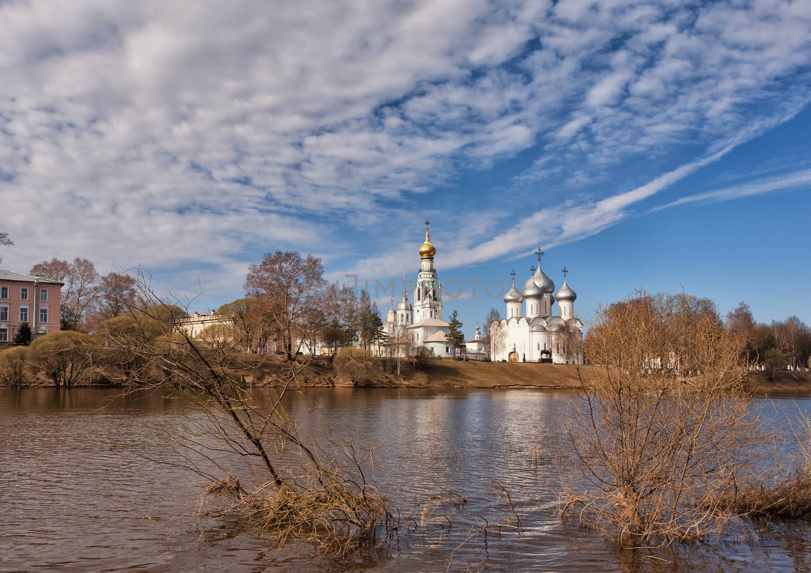 Architectural complex on a cathedral hill in Vologda - Sofia cathedral, Belltower, church of Alexander Nevsky