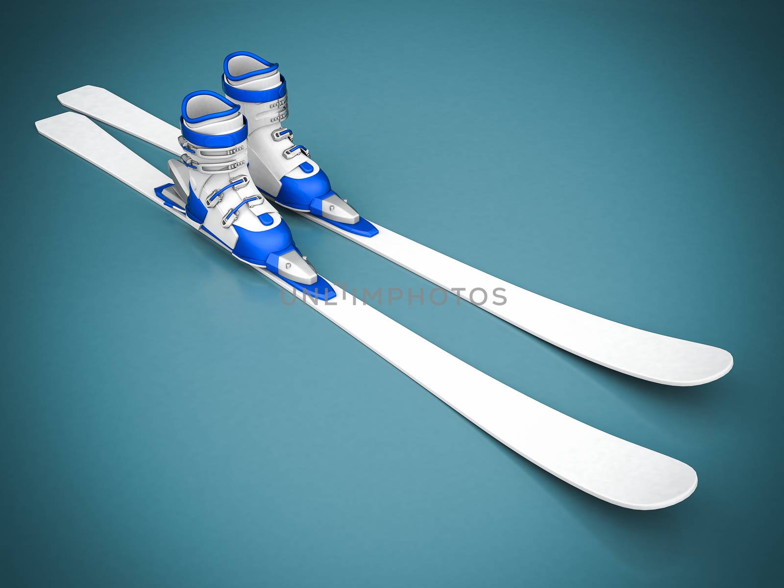 beautiful skiing on a blue background