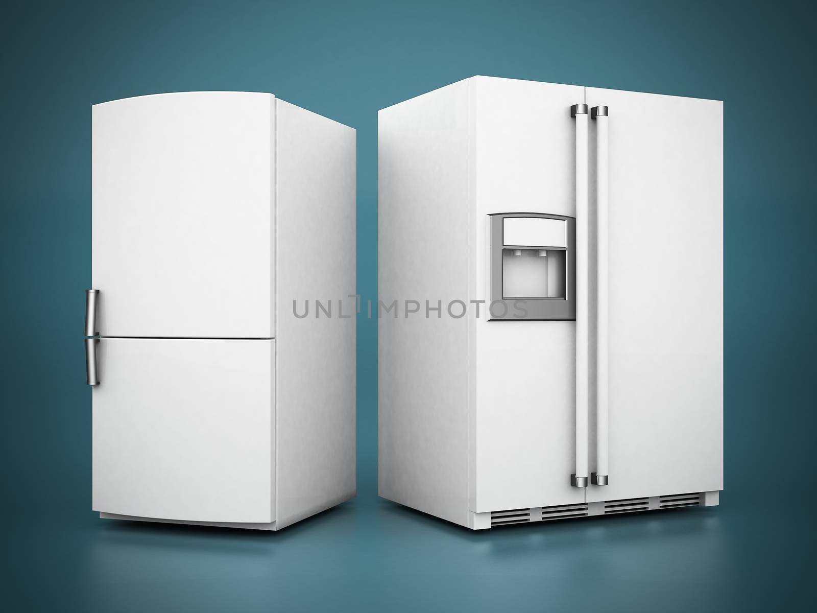 Picture a beautiful refrigerator on a blue background