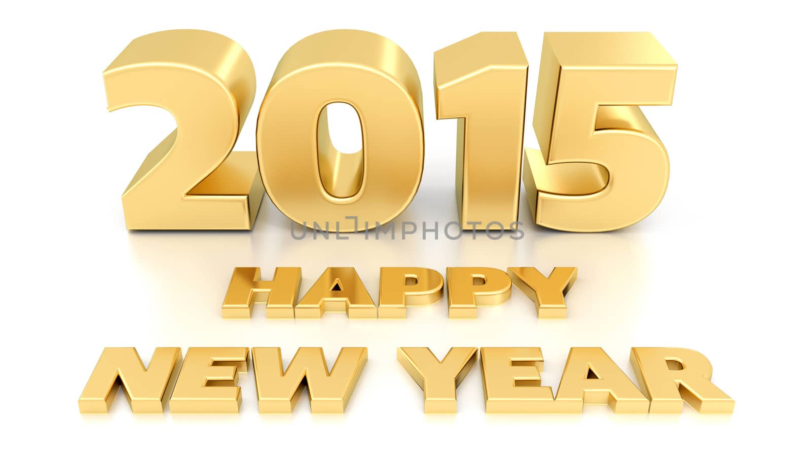 Happy New Year 2015. Isolated 3D design template on white background.