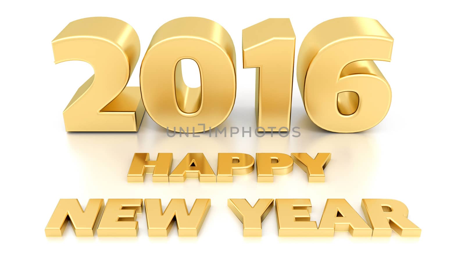 Happy New Year 2016. Isolated 3D design template on white background.