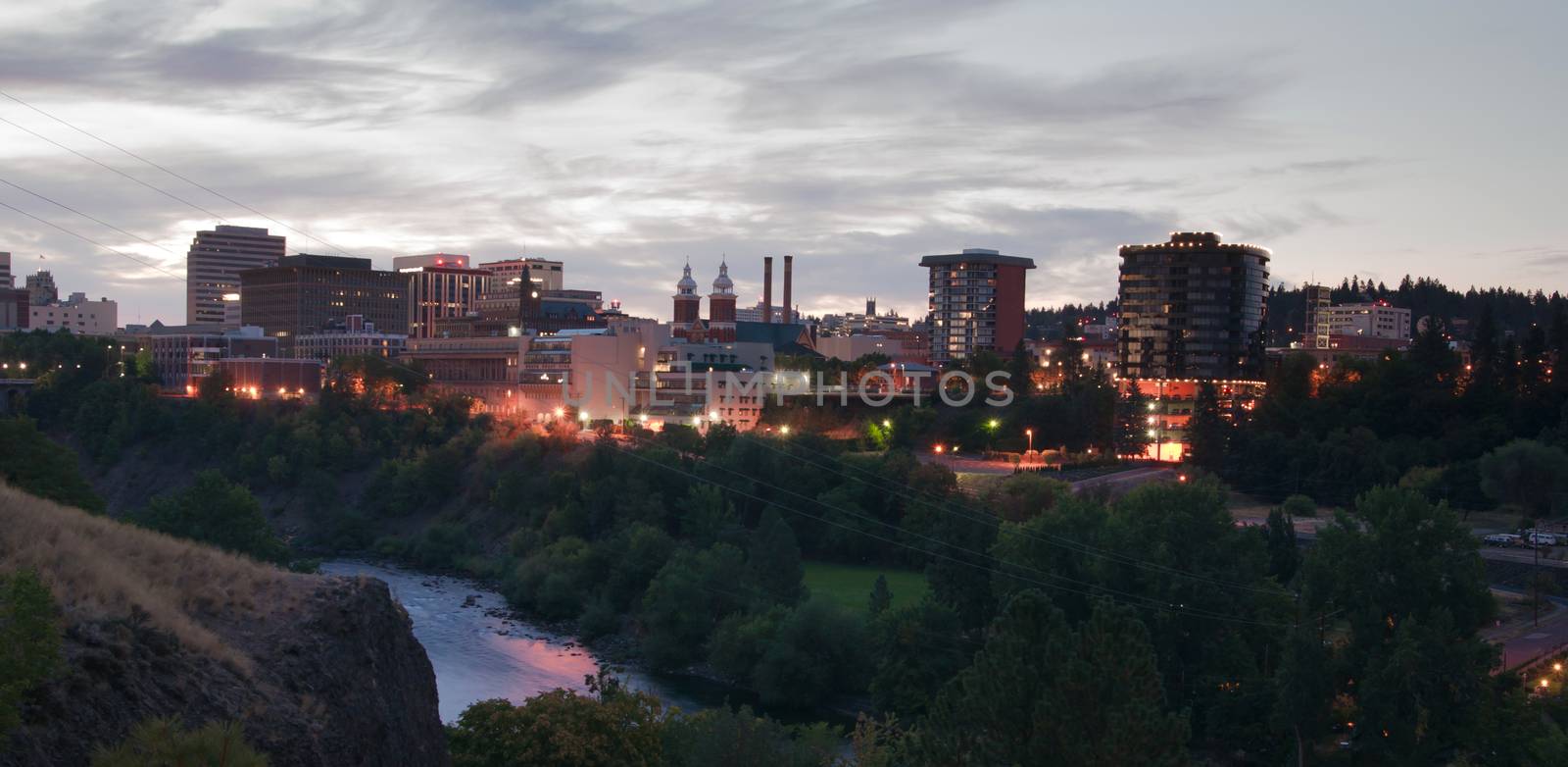 Sunrise Spokane Downtown Skyline River Valley Financial Center by ChrisBoswell