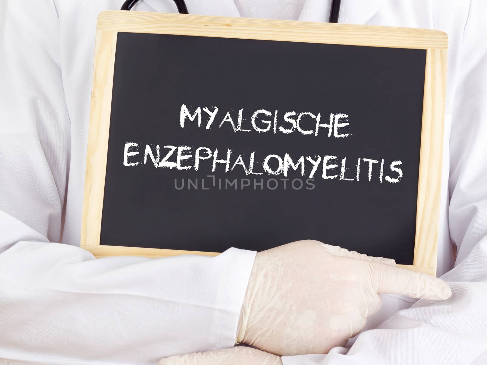 Doctor shows information: myalgic encephalomyelitis in german