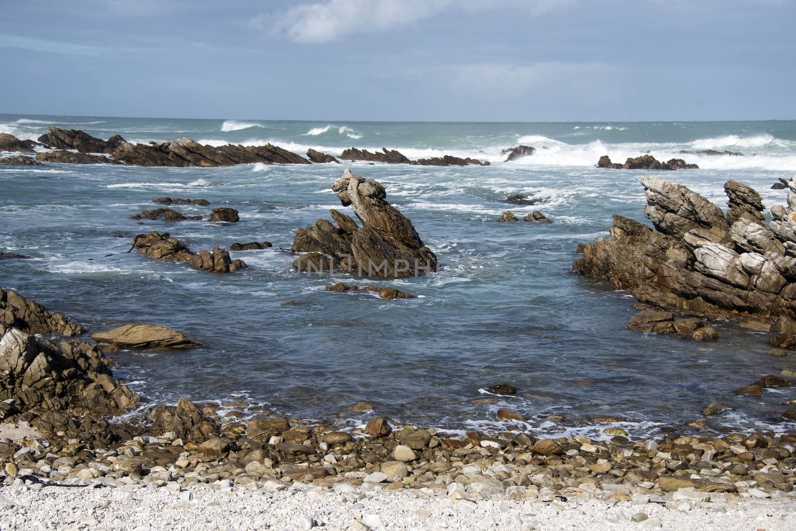 Waves breaking on rocks at Cape Agulhas