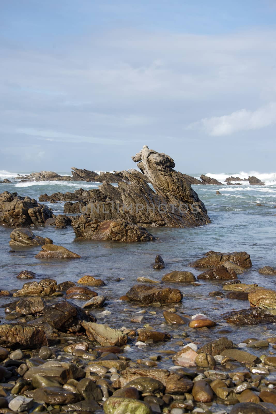 Waves breaking on rocks at Cape Agulhas