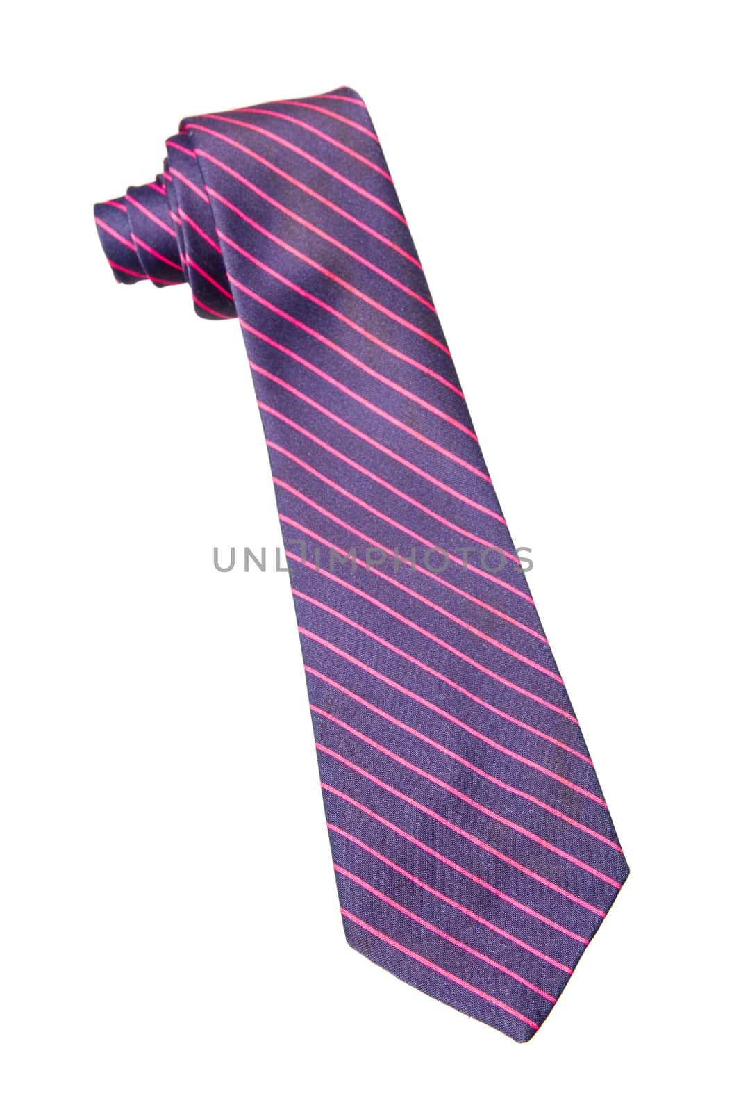 blue and pink strips business neck tie isolated on white background